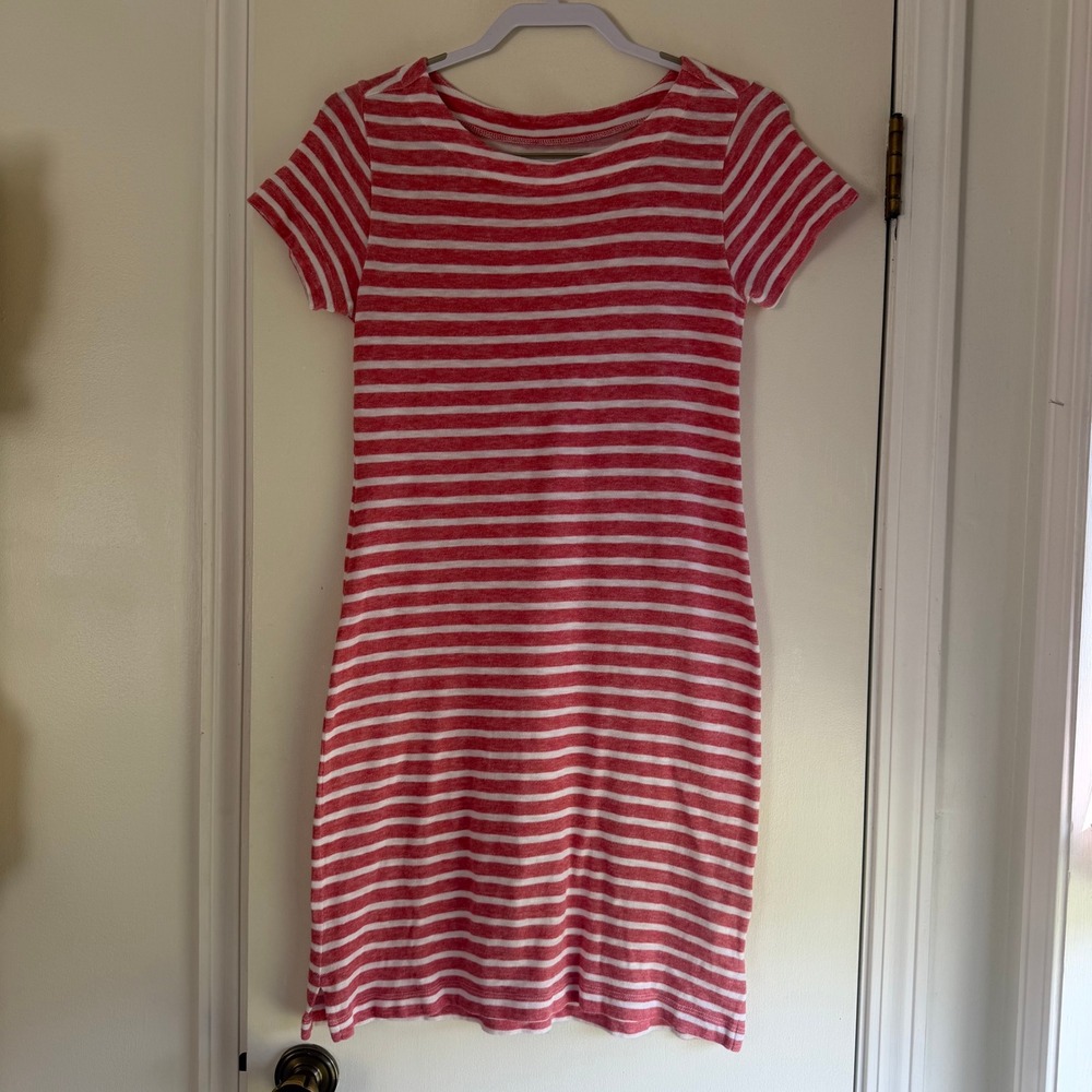 Vineyard Vines Womens Red White Striped Pima Cotton T-Shirt Dress XS